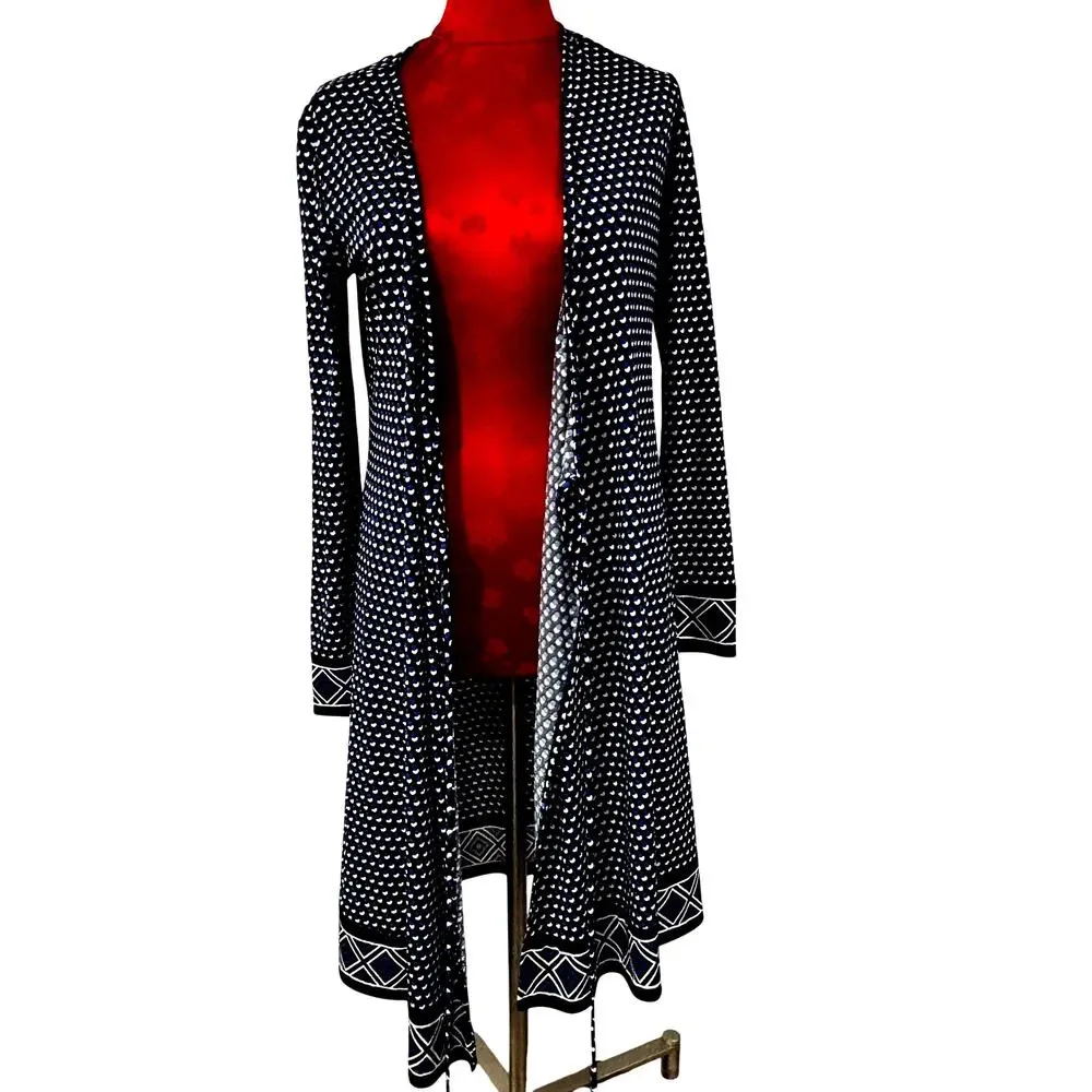 Michael Kors dress black & royal blue geometric print true wrap style size S